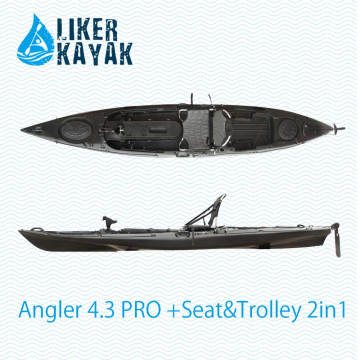 Único assento sente-se no caiaque superior da pesca disponível com motor, assento, trole 2in1, Fish Finder Accs